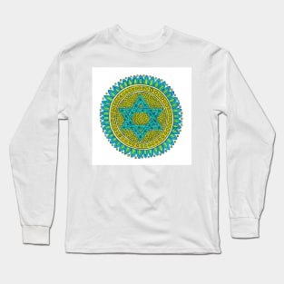 Star of David Sunflower Long Sleeve T-Shirt